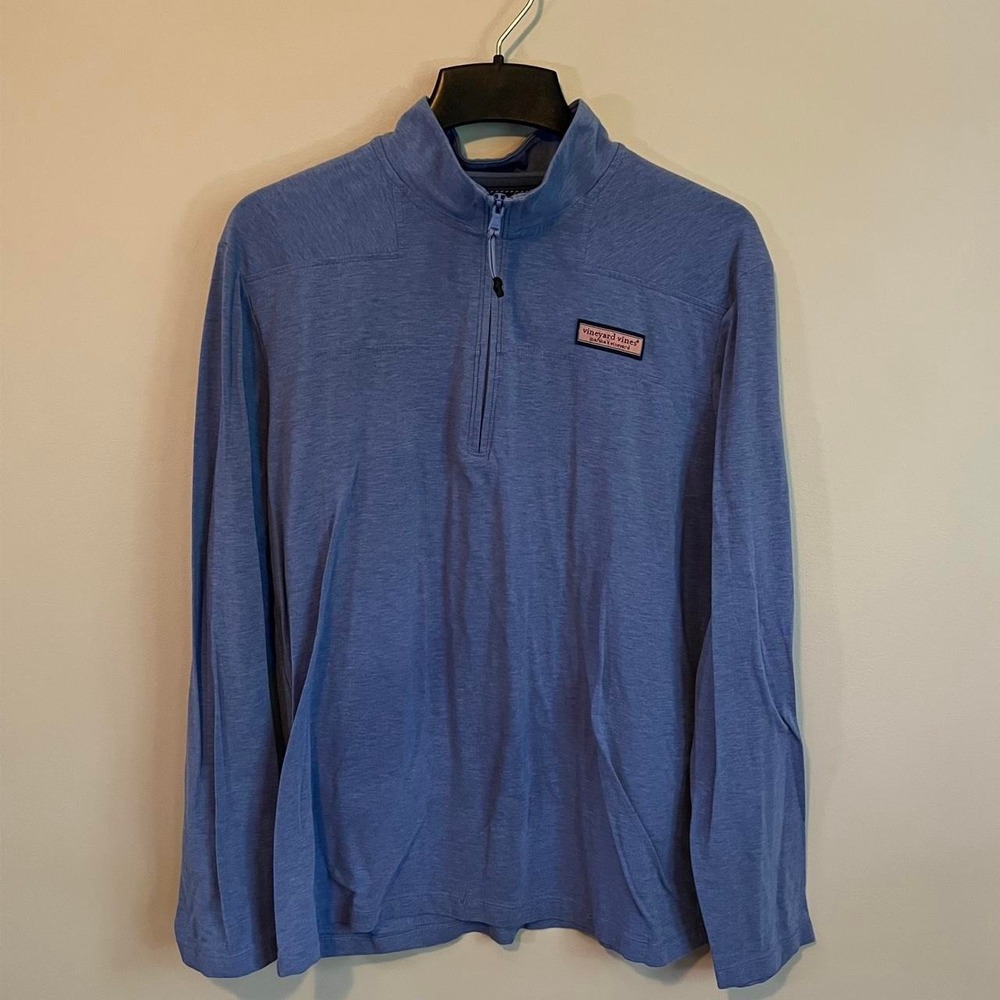 Vineyard Vines The Shep Shirt Blue Large Pima Cotton Preppy quarterzip